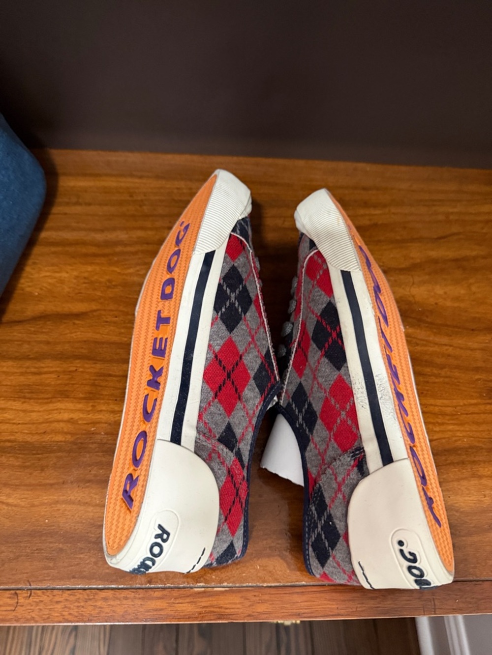 Rocket Dog Argyle Plaid Lace-Up Sneakers - Red & Navy - Picture 3 of 6